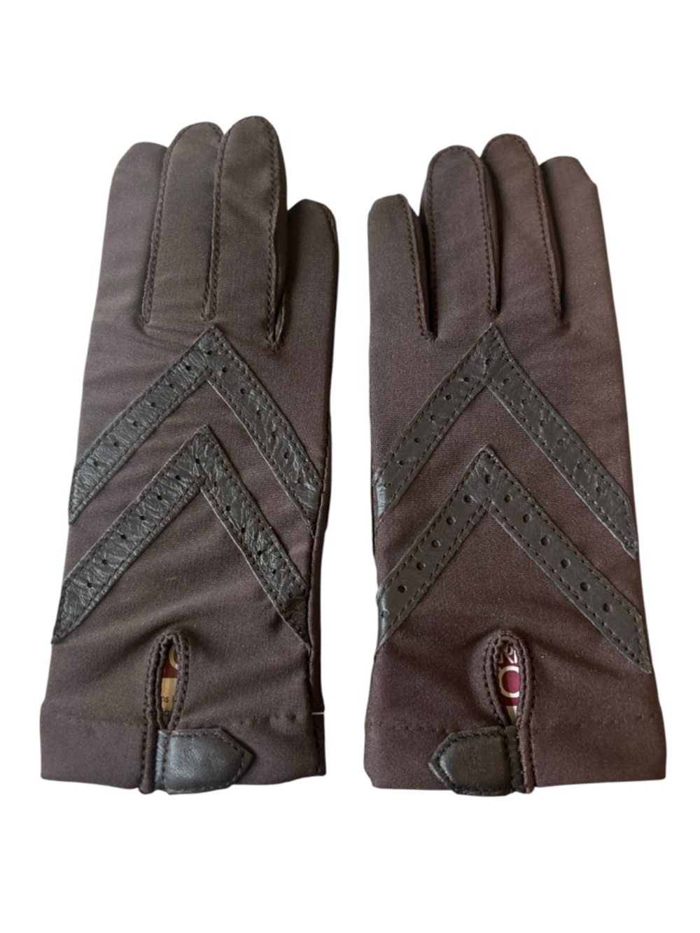 NWT & vintage isotoner dark brown Chevron-Accent Driving stretchy Gloves